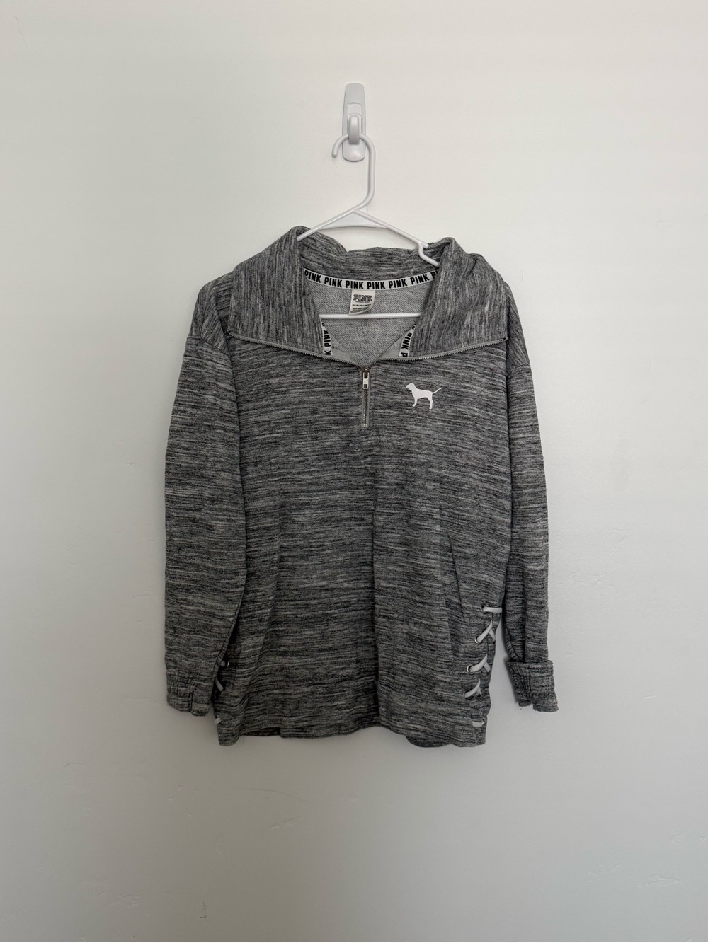 Victoria's Secret PINK Gray Marled Quarter-Zip Sweater